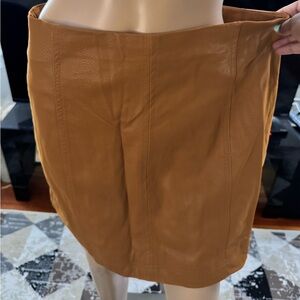 Tan Leather Mini Skirt